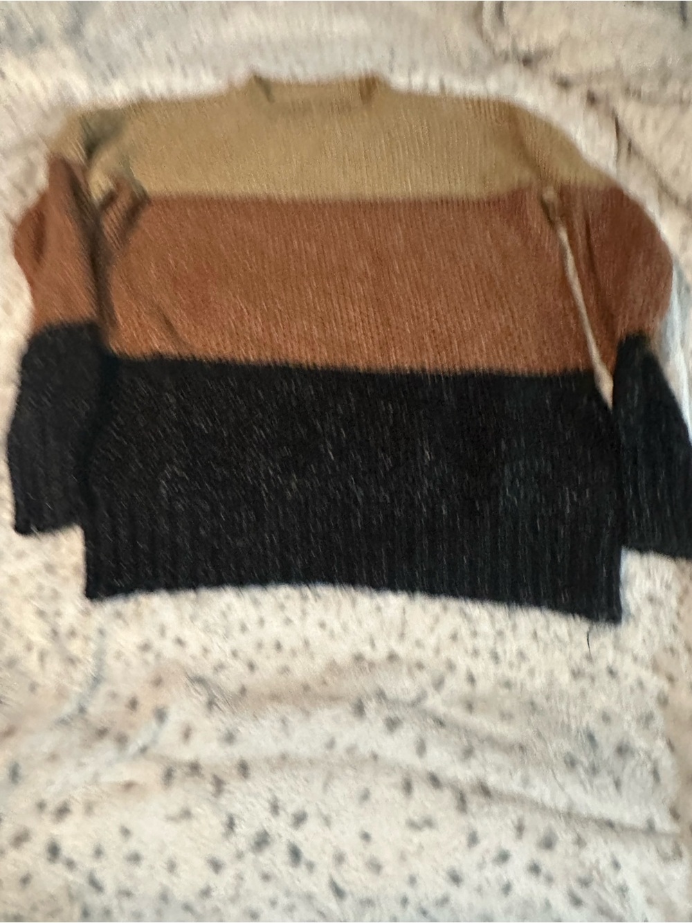 Women's Colorblock Crewneck Sweater in Black, Brown, Tan